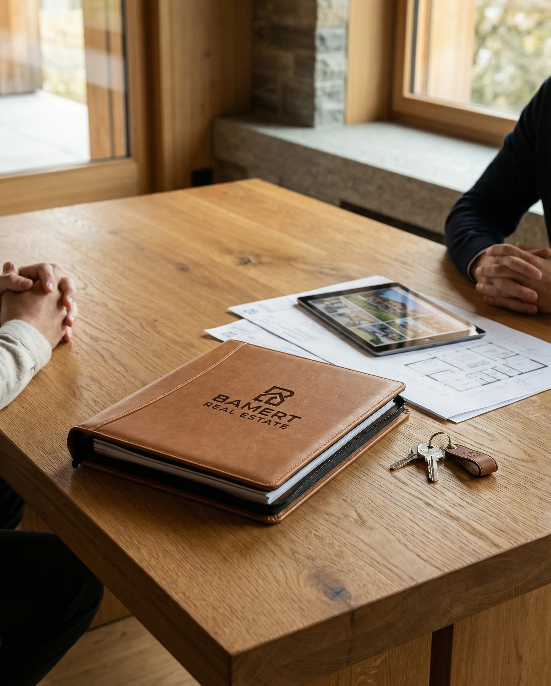 Beratungssituation mit Bamert Real Estate Unterlagen